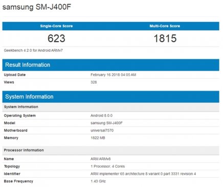 预装安卓8.0 三星曝入门新机Galaxy J4