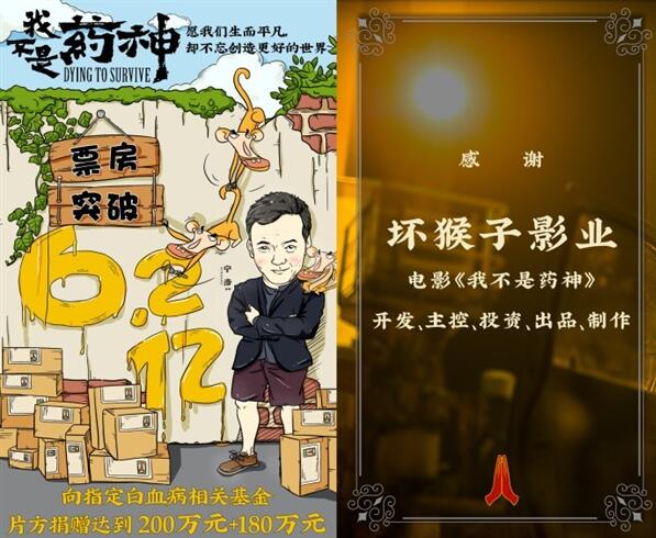 《我不是药神》票房破6亿：这善意捐款网友点赞