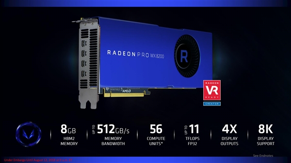 AMD发布Radeon Pro WX 8200专业显卡：多线程性能超对手13倍