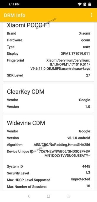 外媒称 小米PocoPhone F1不支持Widevine L1