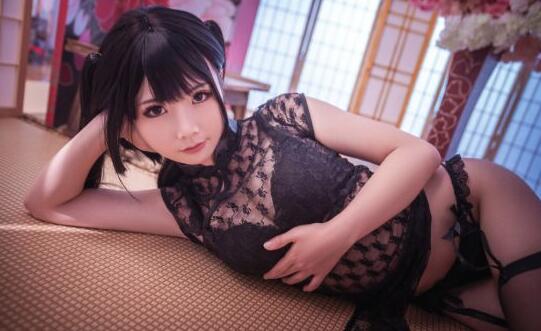 透明黑纱旗袍私摄写真 日系美少女也很可爱