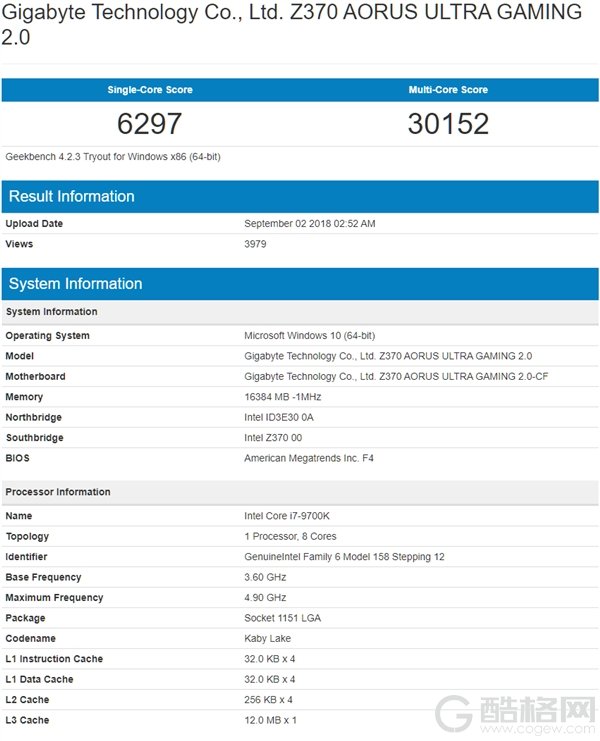9代i9/i7/i5 GB4跑分出炉：压制AMD
