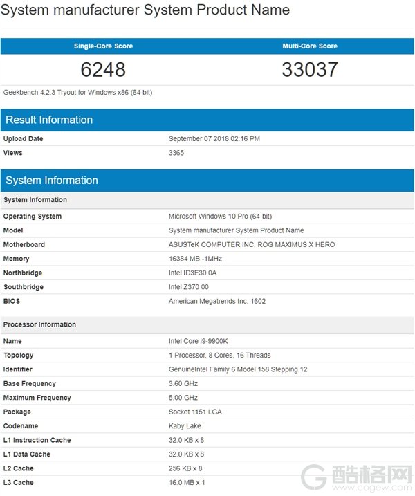 9代i9/i7/i5 GB4跑分出炉：压制AMD