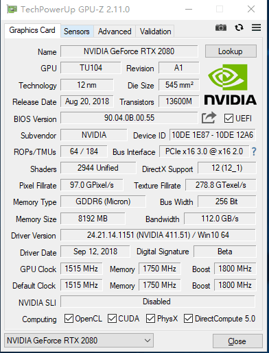 显卡识别工具GPU-Z 2.11.0发布：支持RTX 20图灵家族