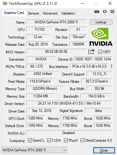 显卡识别工具GPU-Z 2.11.0发布：支持RTX 20图灵家族