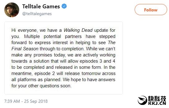 Telltale表示将尽力而为 