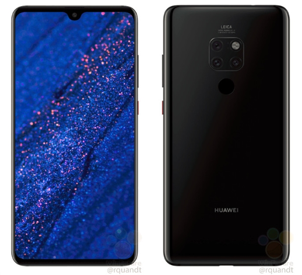 华为Mate 20官方渲染图曝光：顶配8+512GB 方形三摄加持
