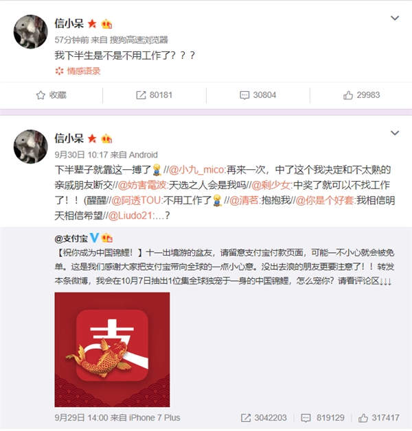 支付宝全球独宠“中国锦鲤”揭晓！网友炸锅