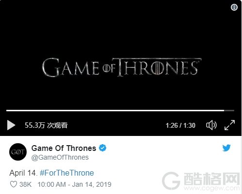 《权力的游戏》第八季发布首支预告片：定档4月14日
