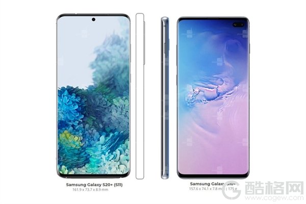 三星Galaxy S20系列最新正面渲染图曝光：感受下这代的大小情况
