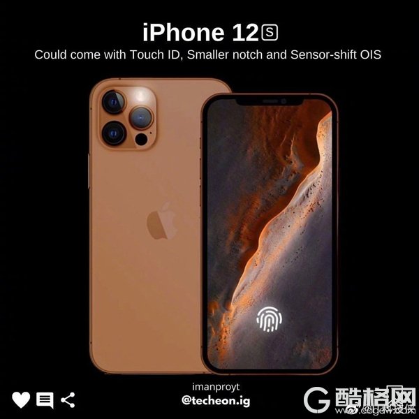 iPhone 12S渲染图曝光：首次引入屏幕指纹、刘海面积减小